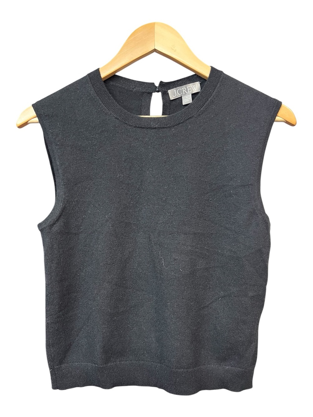 NWT J.CREW Black Cashmere Blend Knit Sweater  Crew Neck Sleeveless Size S